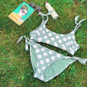 SOLD Green polka dot bikini